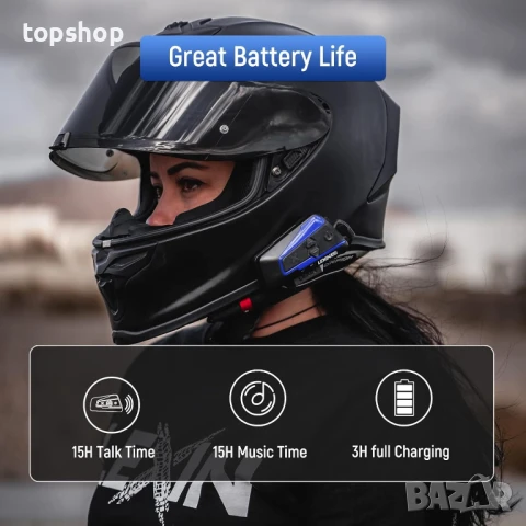 Нови 2бр. LEXIN B4FM Bluetooth слушалки за мотоциклет, блутут интерком за каска до 10 водача..., снимка 5 - Аксесоари и консумативи - 50452961