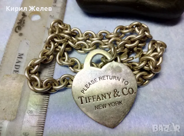 TIFFANY & Co. ШАРМАНТНО БУТИКОВО СРЕБЪРНО КОЛИЕ ЧОКЪР ЛАНЕЦ СРЕБРО 925 ТИФАНИ с БЯЛА ПОЗЛАТА 50058, снимка 13 - Колиета, медальони, синджири - 49346873