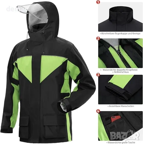 Мотоциклетен дъждобран Coutyuyi за мъже и жени, Водоустойчив, XXL, снимка 5 - Аксесоари и консумативи - 49495746