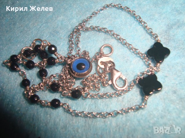 КРАСИВО СРЕБЪРНО ЕФИРНО КОЛИЕ СРЕБРО 925 с ВЕНЕЦИАНСКО СТЪКЛО 25810, снимка 7 - Колиета, медальони, синджири - 35719874