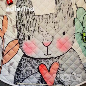 Постелка за игра, чанта за играчки, мотив Заек, 144 см, подложка за игра за бебе, снимка 3 - Детски матраци - 34312373