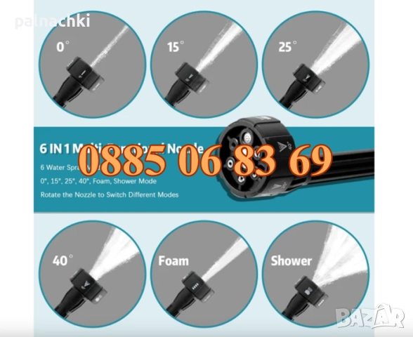 Акумулаторна водоструйка с дисплей, дюза 6 в 1 и две батерии 36V 8Ah, снимка 4 - Аксесоари и консумативи - 51226902