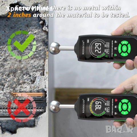 Влагомер с LCD дисплей Безконтактен влагомер RDINSCOS MT68, снимка 8 - Други инструменти - 53644638