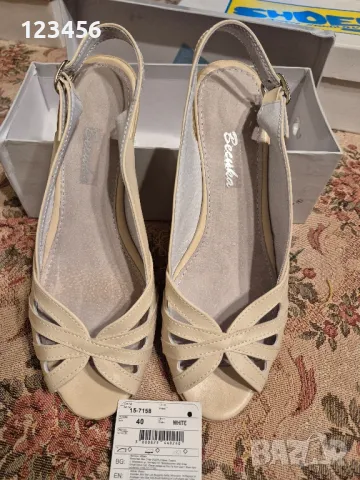 Нови бели сандали на ток, снимка 4 - Сандали - 50292683