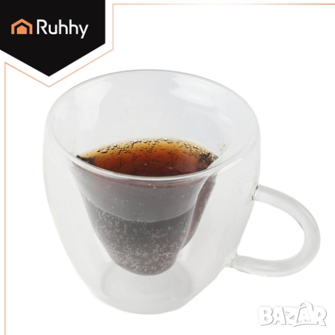 Чаши за кафе с двойно дъно - сърце / Стъклена термо чаша с двойно дъно, снимка 6 - Чаши - 52655343