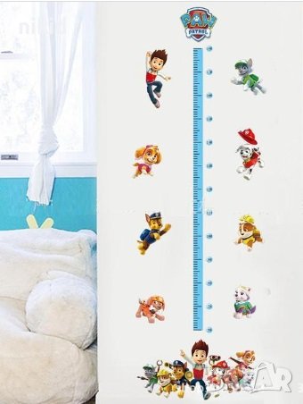 Paw Pes Patrol Пес Патрул кучета метър стена мебел детска стая лепенка самозалепващ
