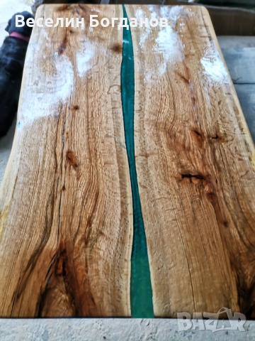 Плот за Маса изработен от червен дъб и епоксидна смола , снимка 10 - Маси - 52693489
