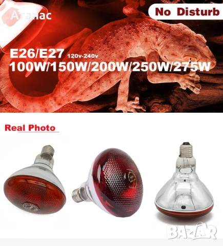 Инфрачервена лампа 250W E27 за животни , снимка 2 - За птици - 53412534