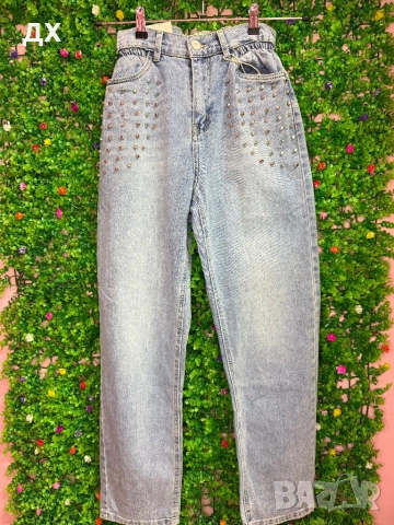 Дънки с висока талия и ластик, снимка 2 - Дънки - 52073737