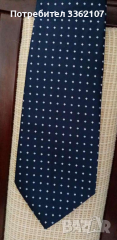  тъмно синя мъжка копринена вратовръзка, снимка 3 - Други - 36485805