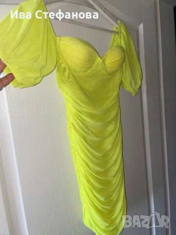 Wow 🤩 разкошна нова елегантна официална парти коктейлна неонова свежа зелена рокля , снимка 5 - Рокли - 41061299