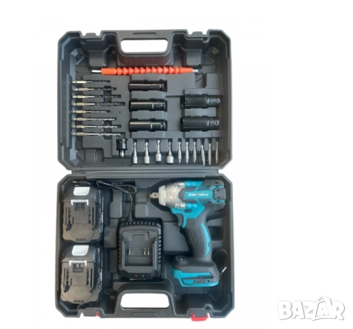 Комбиниран безчетков акумулаторен ударен гайковерт / винтоверт 36V 8Ah с 25 части в куфар KraftRoyal