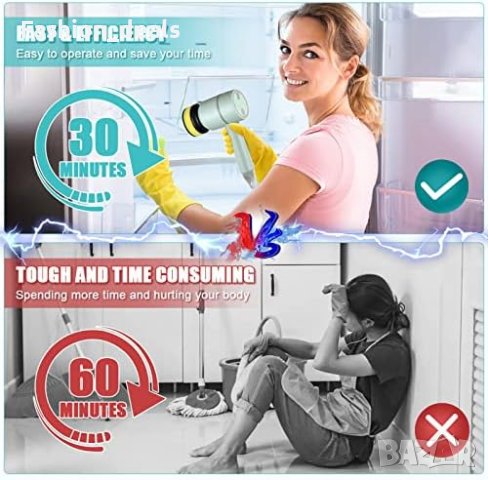 Нова Електрическа Безжична четка за почистване с 2 сменяеми глави, снимка 7 - Други стоки за дома - 41447195