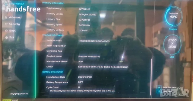 С ГАРАНЦИЯ Лаптоп Acer Predator Helios Neo 16S AI PHN16S-71-96YW OLED 240Hz, снимка 3 - Лаптопи за работа - 55787187