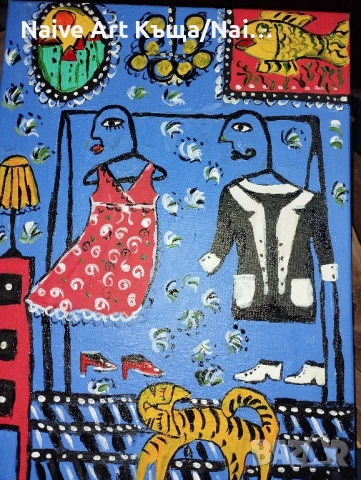 Картина платно маслени бои акрилни бои размер в. 42 / ш. 32, снимка 3 - Картини - 52508356