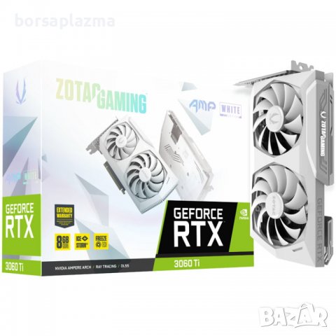 ZOTAC GAMING GeForce RTX 3060 Ti AMP! White Edition LHR, 8192 MB GDDR6, снимка 1 - Видеокарти - 33272434