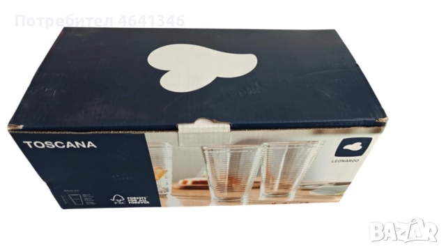 Елегантен комплект от 8 стъклени чаши Leonardo Toscana 330ml, снимка 4 - Чаши - 52340630