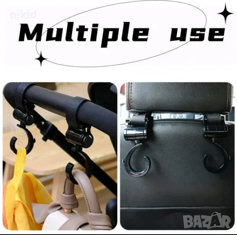 2 бр въртящи закачалки клипс за бебешка количка багаж аксесоар аксесоари, снимка 5 - Други - 48077494