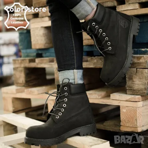 Равни боти - черен ЕСТЕСТВЕН набук - T03 (Големи номера), снимка 2 - Дамски боти - 37253887