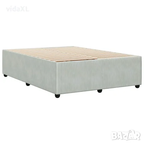 vidaXL Рамка за легло без матрак, светлосива, 160x200 см, кадифе, снимка 6 - Спални и легла - 56146950