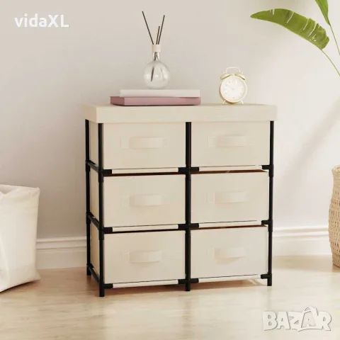 vidaXL Шкаф за съхранение с 6 чекмеджета, 55x29x55 см, кремав, стомана, снимка 2 - Шкафове - 56147138
