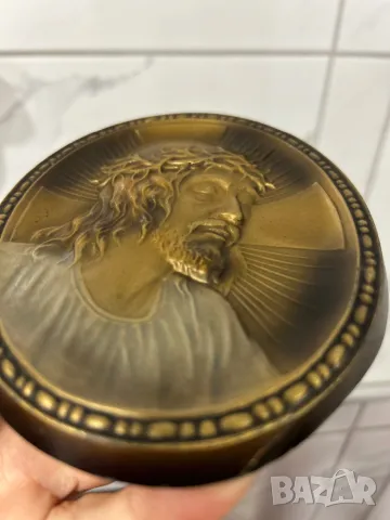 Исус метал пано икона религия релеф, 14 см/ 11 см, снимка 4 - Антикварни и старинни предмети - 48150580