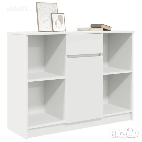 vidaXL Бюфет с чекмеджета, бял, 101x35x76 см, инженерно дърво, снимка 4 - Бюфети - 56148261