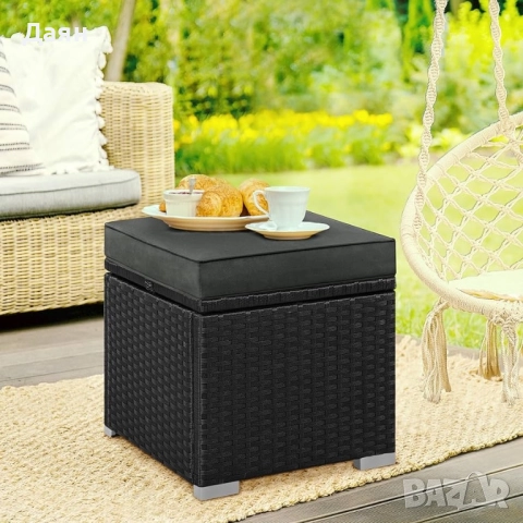 Комплект от 2 ратанови табуретки Yaheetech с място за съхранение , снимка 2 - Градински мебели, декорация  - 52007848