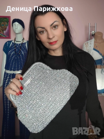 Ръчно плетена елегантна дамска чанта клъч модел „Аврора"“, снимка 13 - Чанти - 52748957