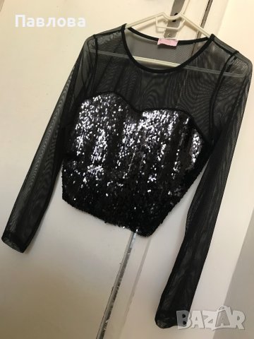 мрежеста блуза с пайети