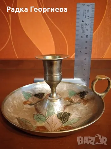Винтидж месингов свещник, снимка 2 - Антикварни и старинни предмети - 50439481