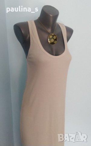"Zara" резедава рипсена памучна рокля, унивресален размер / колие тип чокър , снимка 4 - Рокли - 41747611