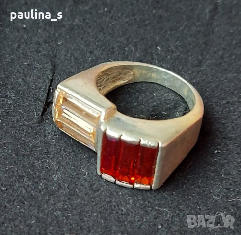 Два различни броя / Винтидж Сребърен пръстен с Гранати и Цитрини и с гранат / проба 925  , снимка 5 - Пръстени - 23991114