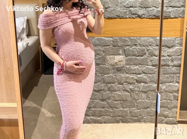 Дълга розова рокля , снимка 2 - Рокли - 56087429