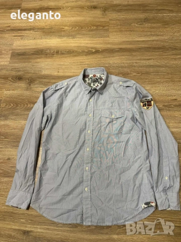Мъжка памучна риза дълъг ръкав Napapijri Flag slim fit Long sleeve shirt , XXL размер