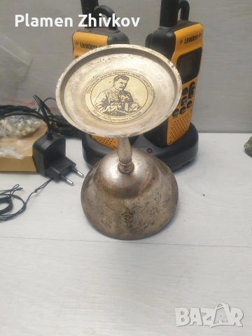 метална посребрена стара чаша с високо столче , снимка 3 - Колекции - 53492866