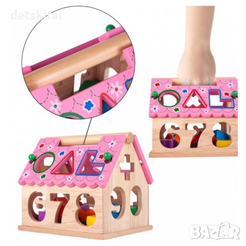 Дървена играчка за сортиране на форми, цифри, снимка 2 - Образователни игри - 42361506