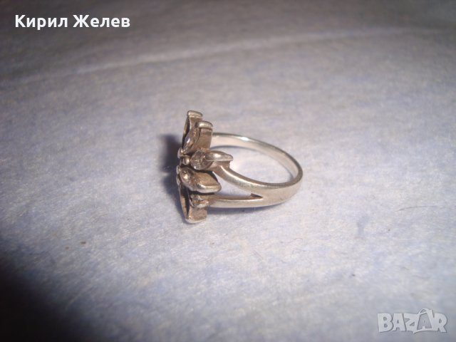 СТАР СРЕБЪРЕН ФЛОРАЛЕН АРТ ПРЪСТЕН СРЕБРО 925 с ЦИРКОНИ 25971, снимка 7 - Пръстени - 35974403