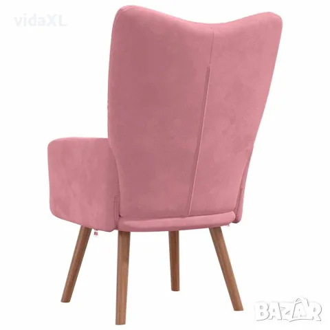 vidaXL Релакс стол, розов, кадифе, снимка 5 - Дивани и мека мебел - 56146847
