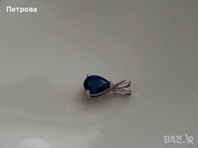 Сребърна висулка със син камък , снимка 3 - Колиета, медальони, синджири - 52040860