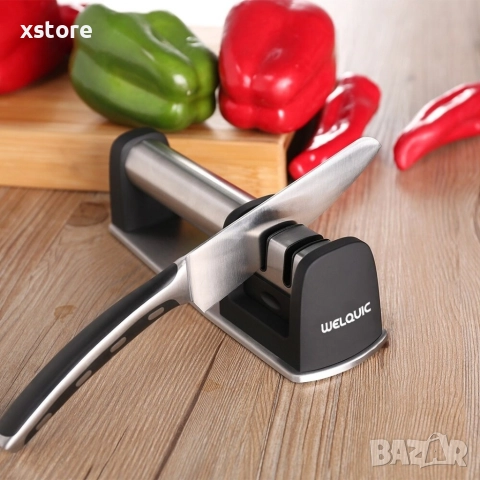 W E L Q U I C 2 Stage Kitchen Knife Sharpener Диамантено точило за ножове, снимка 8 - Други стоки за дома - 52700195