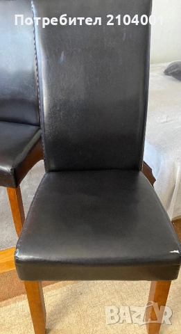 Трапезен стол BAKKELY кожен тъмнокафяв 4 броя, снимка 2 - Столове - 51475237