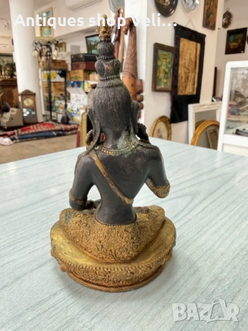 Бронзова статуетка Буда №7930, снимка 5 - Антикварни и старинни предмети - 53736005