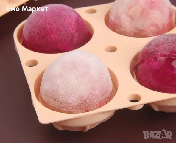 Силиконови формички за лед с форма на четири големи топки, снимка 7 - Други - 49213378