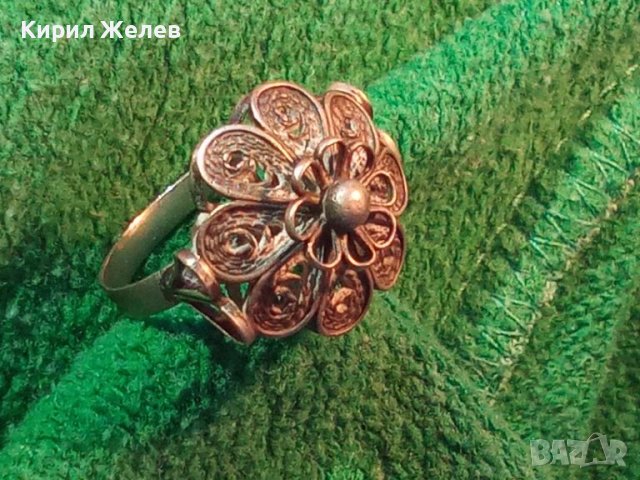 СТАРИНЕН ФЛОРАЛЕН ФИЛИГРАНЕН СРЕБЪРЕН ПРЪСТЕН ВИСОКА ПРОБА СРЕБРО МАЙСТОРСКА РЪЧНА ИЗРАБОТКА 32551, снимка 3 - Антикварни и старинни предмети - 44394242