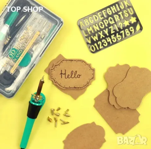 Комплект писалка пирограф за дърво с шаблони и накрайници от AVEC