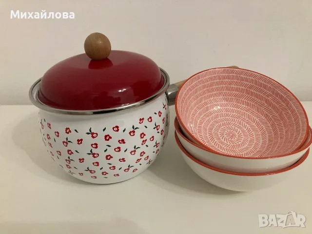 Очарователен кухненски комплект в ретро стил- тенджера с три купи, снимка 7 - Други - 56191659