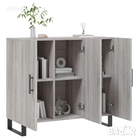 vidaXL Сайдборд, Сив сонома, 90x34x80 см, инженерно дърво, снимка 4 - Бюфети - 56147927
