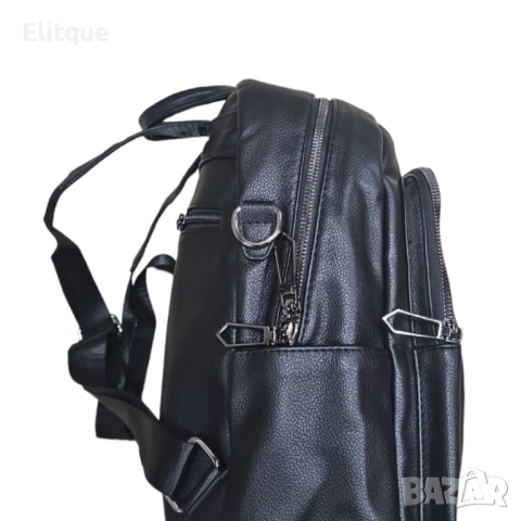 Дамска раница с голям джоб и малък с магнитно копче , снимка 3 - Раници - 52905798