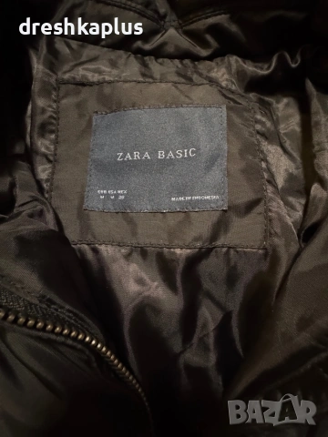 ZARA BASIC – Дълго капитонирано яке с колан – Каки зелено – Размер M, снимка 3 - Якета - 53257113